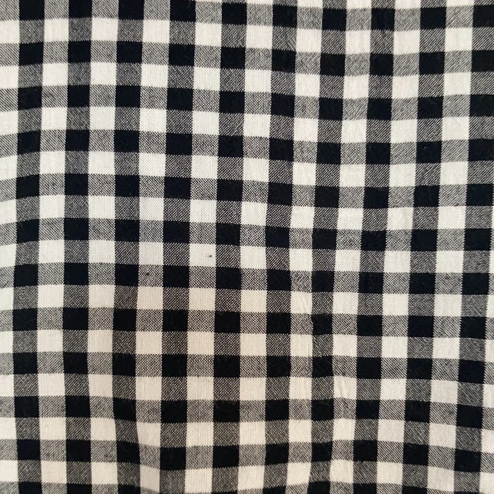 3/$24 SO boho casual top black white check short sleeve cinch front casual L jr - Picture 9 of 15